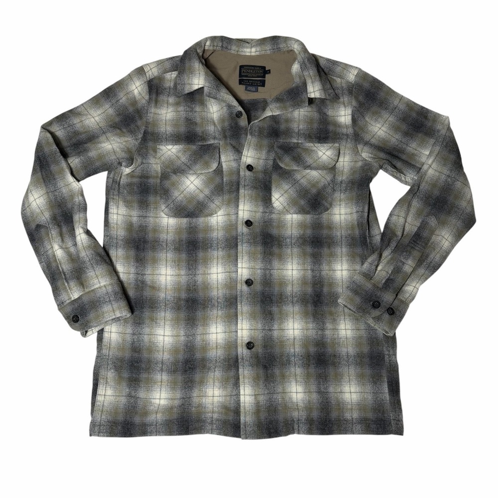 Pendleton Original Board Shirt Mens M 100% Virgin Wool Plaid 1964 Archive Gray